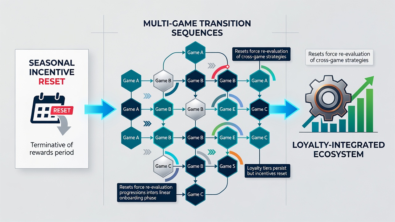 Chart showing player migration patterns across game types following a seasonal loyalty incentive reset in August 2026