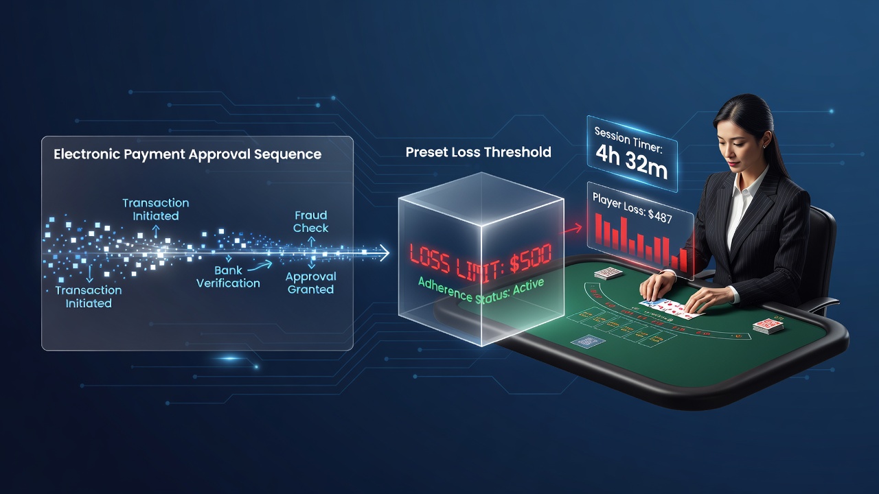Electronic payment processing interface showing approval sequences in a live dealer casino environment