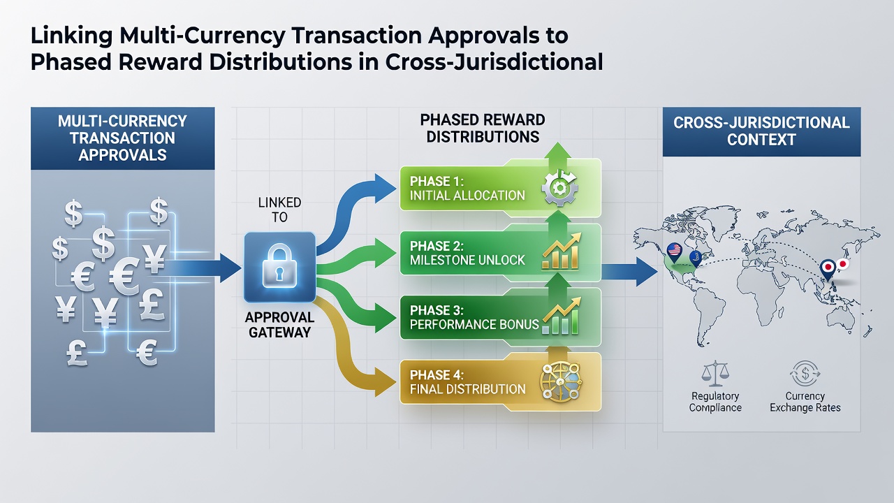 Flowchart illustrating phased reward releases triggered by approved multi-currency transactions in VIP programs