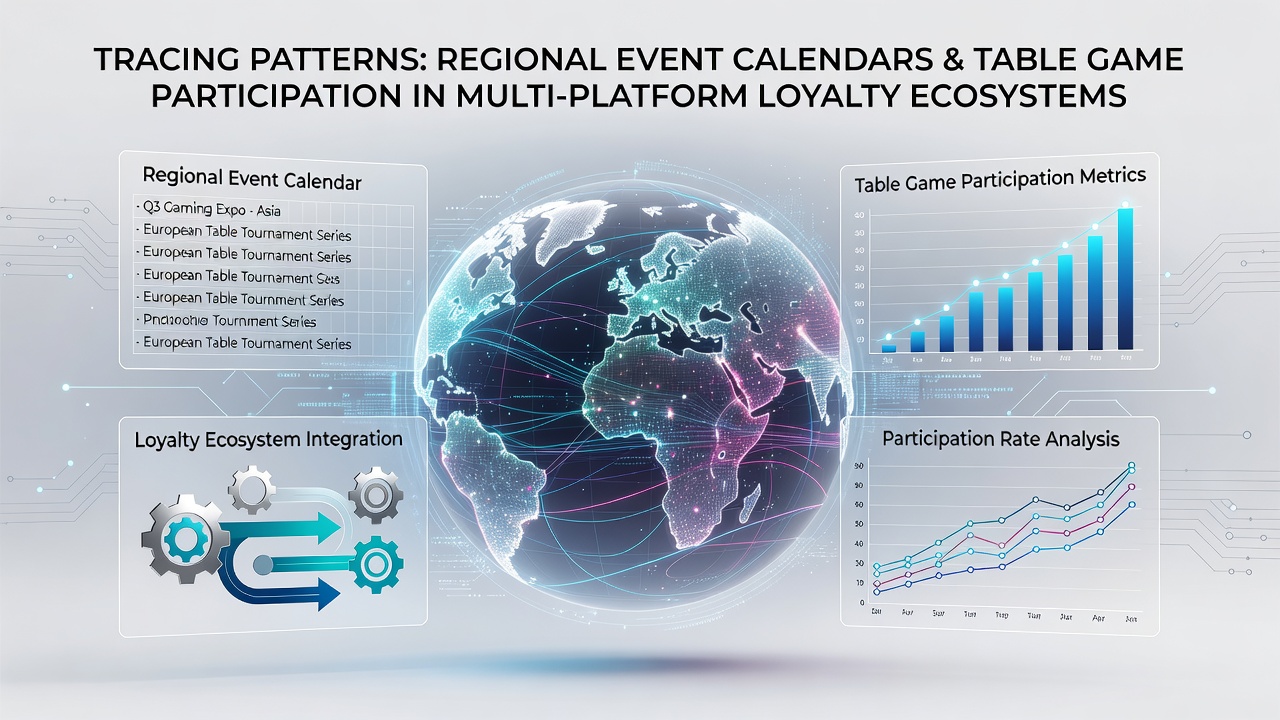 Regional festival calendars displayed alongside casino floor maps showing table game clusters and loyalty program interfaces