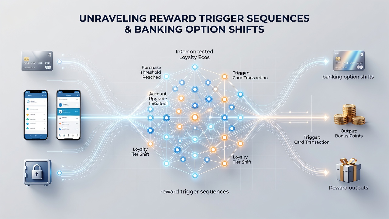 Visualization of cross-platform loyalty networks showing banking shifts and reward trigger flows